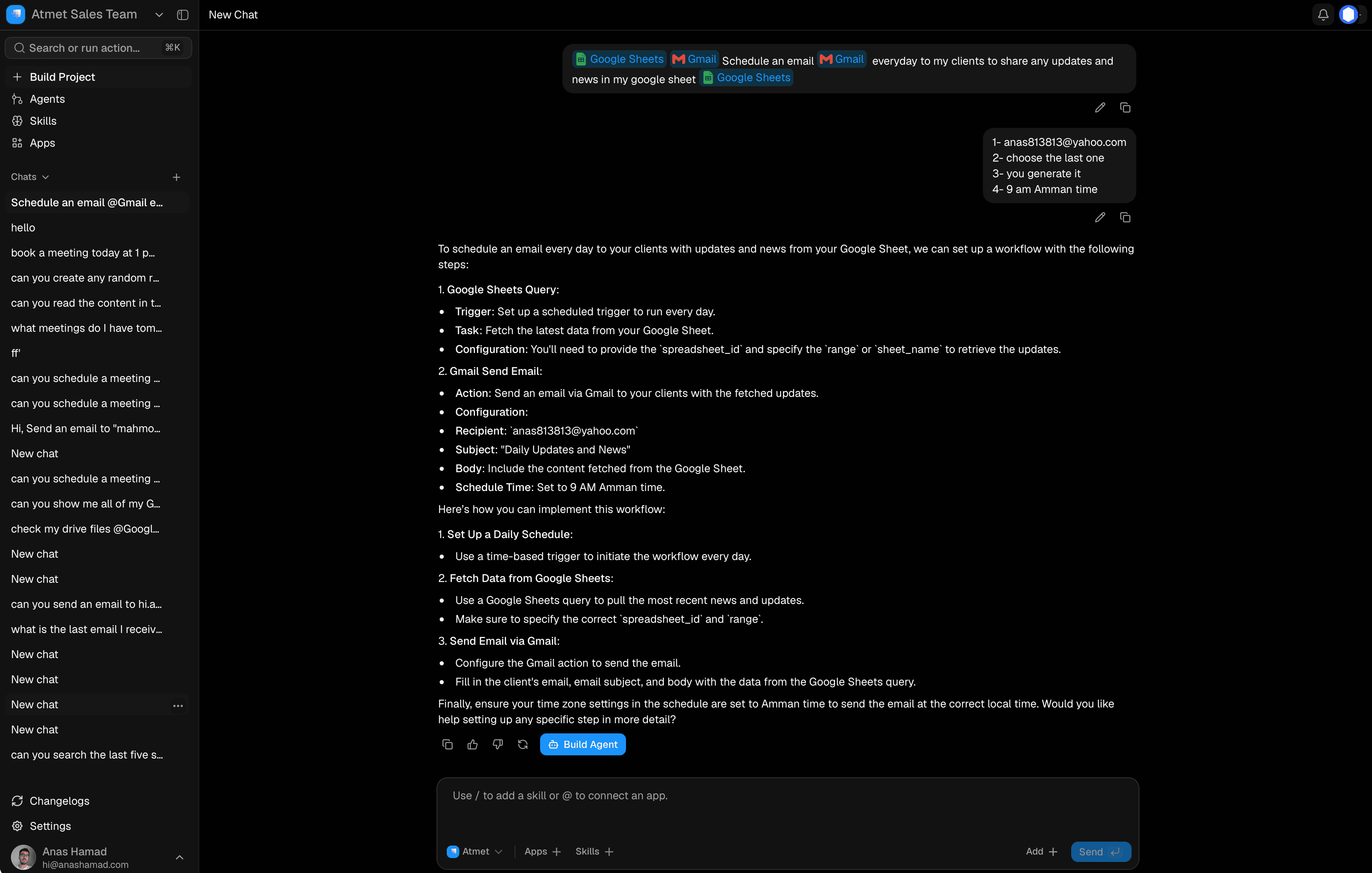 Atmet platform preview Plan agent